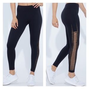 Marika Black cross mesh seamless leggings